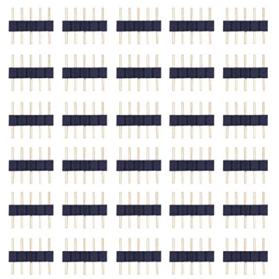Imagen de LitaElek 30pcs Conector Tira LED RGBW Stirp Connector 5 Pines Rápido Cinta Adaptador Banda Pin Tapones para SMD 5050 Strip, Negro