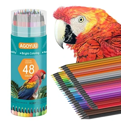 Imagen de Lapices colores AGOYUU 48 Juego de profesionales para adultos, Libro colorear niños, bocetos artistas dibujar y colorear.