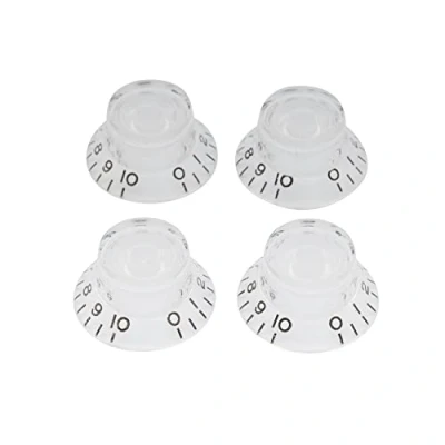 Imagen de Musiclily Métrica 6mm Botones de Potenciómetros Top Hat Knobs Perillas Control para Guitarra Eléctrica Epiphone Les Paul,Transparente (4 Piezas)