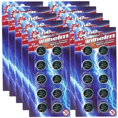 Imagen de Wilhelm CR2032 Pilas de botón (100 unidades, 3 V, CR2032)