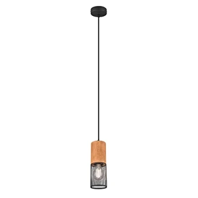 Imagen de Trio Leuchten Tosh 304330332 Lámpara de techo (metal negro mate, madera, 3 bombillas E27)