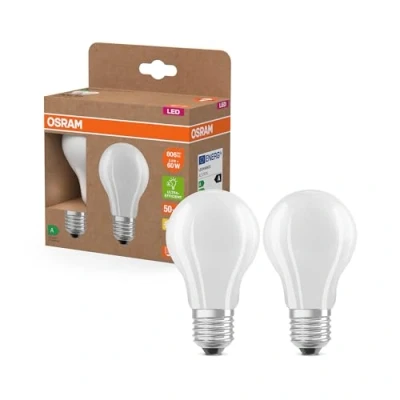 Imagen de OSRAM LED Superstar Classic Lámpara A 60 en forma de bombilla clásica vidrio esmerilado, 3,8 W, 806 lm, casquillo E27, luz blanca cálida con 2700 K, EEK A, mm diámetro. 2 paquetes