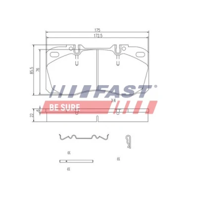 Imagen de FAST FT29093 Juego de pastillas freno Eje delantero preparado para indicador desgaste IVECO: DAILY 6 Pritsche/Fahrgestell, , 4