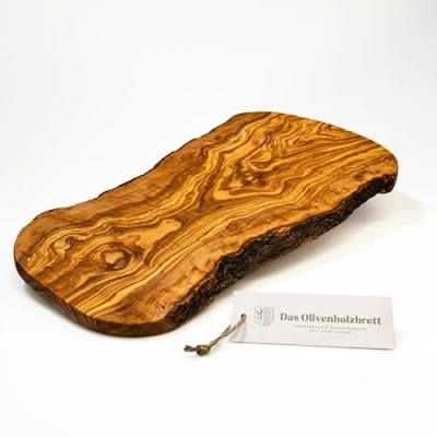 Imagen de La Tabla de Cortar Madera Olivo en Corte Natural Con sin Tratar Borde 40cm