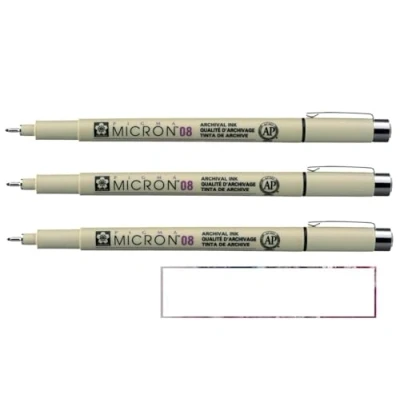 Imagen de Pigma MICRON Sakura 08 Negro 3 unidades y 1 tarjeta