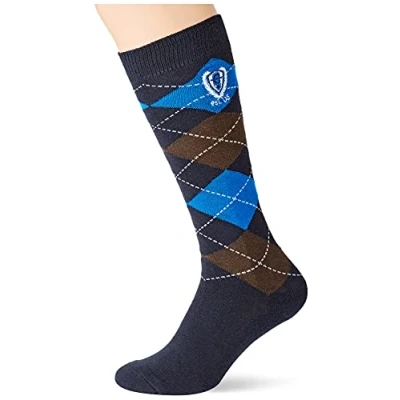 Imagen de Covalliero 324210 Brescia Calcetines de equitación para Mujer (Talla 34 36), diseño a Cuadros, Color Azul Oscuro