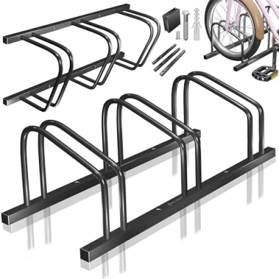 Imagen de KESSER® Soporte para Bicicleta con Placa de Aparcamiento, múltiple Distancia Rueda 37 cm neumáticos 30 65 mm, 4 Bicicletas