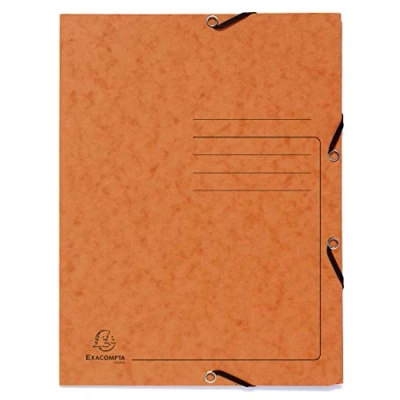 Imagen de Exacompta Ref. 55404E Cartón de 25 carpetas con elástico impreso, bolsillos 3 solapas, en tarjeta brillante 355 g/m2, tamaño 24 x 32 cm, para documentos A4, color naranja