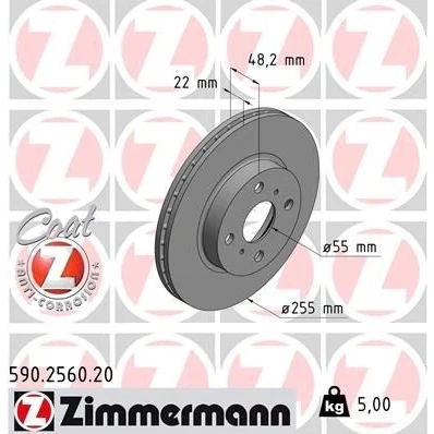 Imagen de Disco de freno ZIMMERMANN 590.2560.20