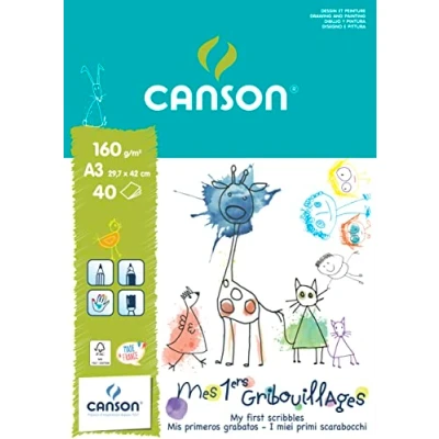 Imagen de Canson Escolar Bloc Encolado, A3, 40 Hojas, Primeros Dibujos 160g