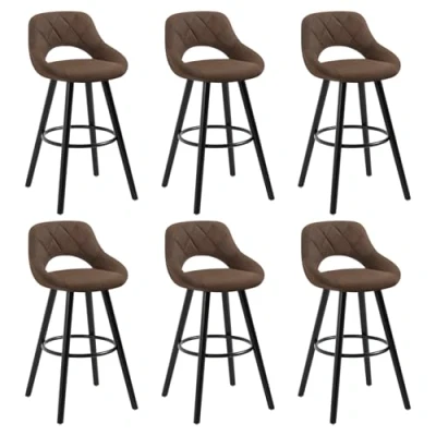 Imagen de WOLTU 6X Taburetes de Bar con Respaldo Sillas Cocina Juego 6 Altos Marco Madera Maciza Tela Silla Diseño Marrón Oscuro BH291dbr