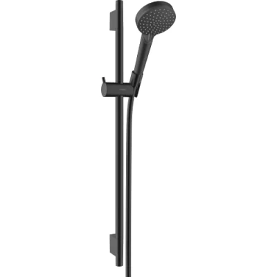 Imagen de hansgrohe Juego de ducha Vernis Blend, cabezal con manguera y barra ducha, 0,65 m, mano 2 chorros, negro mate