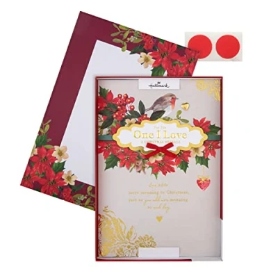 Imagen de Hallmark Tarjeta de Navidad en caja para alguien que amo, diseño tradicional petirrojo y follaje