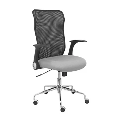 Imagen de Minaya Silla de Oficina ergonómica con Mecanismo basculante, Brazos retráctiles y Regulable en Altura Respaldo Malla Transpirable Asiento tapizado Tejido Bali Color Gris