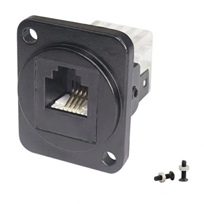 Imagen de QIANRENON RJ11 Montaje en panel Cat3 Teléfono línea Módulo acoplador de doble extremo hembra a 6P4C Adaptador interfaz Socket Conector datos