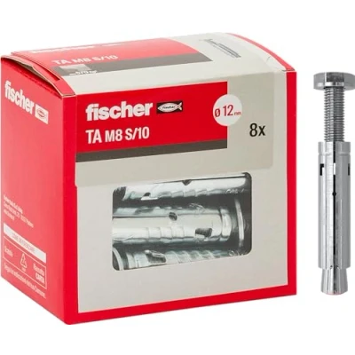 Imagen de fischer 71253 Tacos TA M 8 con Tornillo de Cabeza Hexagonal, diámetro del Taco 10 mm, Unidades, Acero galvanizado, M8 + Vite