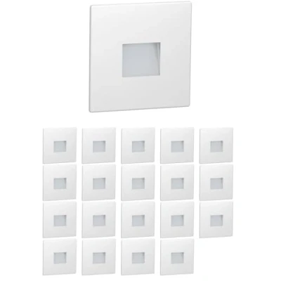 Imagen de ledscom.de 20 LED luz de escalera/luz pared empotrada FOW para interior y exterior, downlight, angular, 85 x 85mm, blanco cálido