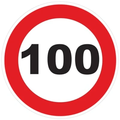 Imagen de Pegatina de limitación Velocidad autocares Círculo Rojo Tractor Peso Pesado Disco Camión 100 KM/H Adhesivo 20 cm Diámetro