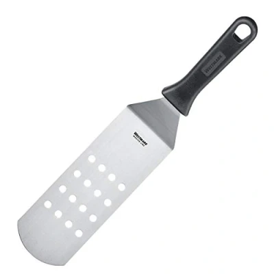 Imagen de Westmark Espátula profesional para grill, Angulada, Flexible, Perforada, Tamaño de la hoja: 7,5 x 20 cm, Longitud: 36,5 Acero inoxidable / plástico, Master Line, Negro/plateado, 13392270