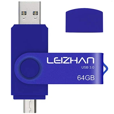 Imagen de LEIZHAN Memoria USB 3.0 64GB,Pendrive OTG 2 in 1 Flash Stick para Samsung Huawei Android PC Tableta Mac 64GB(Azul)