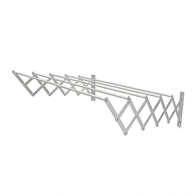 Imagen de Amig Tendedero Extensible de Pared Fabricado en Aluminio Alta Resistencia Acabado Inoxidable Medidas: 140x14x3cm Tenderete Ropa Exterior Plegable