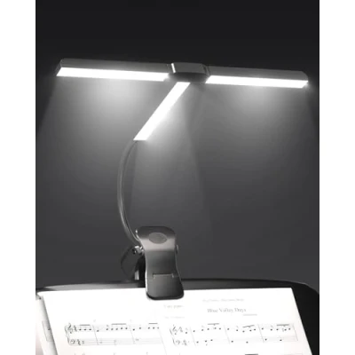 Imagen de TobeBright Ultra Amplia 36CM Lampara Atril Partituras con Pinza, 57 LED Superbrillantes, 4 Colores x 3 Brillos, Plegable Forma T Lámpara de Piano para y Lectura Libros, Recargable USB C