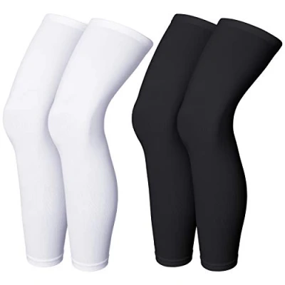 Imagen de 4 Piezas Mangas de Pierna Compresión Longitud Completa Ciclismo Deportivo para Hombres Mujeres, Soporte Rodilla, Muslo, Correr, Baloncesto, L