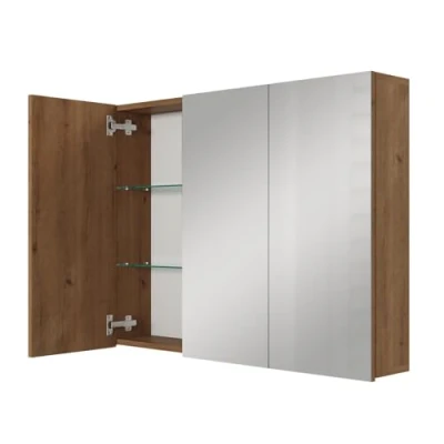 Imagen de Planetmöbel ARIA armario con espejo para baño de 90 cm ancho, colgante espejo, roble dorado, sin lámpara ni enchufe, invitados, x 70 16