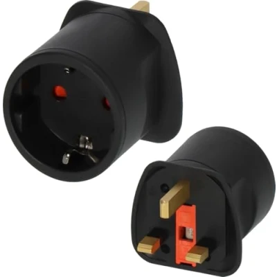 Imagen de Brennenstuhl Adaptador de Viaje (Enchufe para conectar aparatos eléctricos con Sistema Enchufe Contacto Puesta a Tierra en países British Standard) Negro