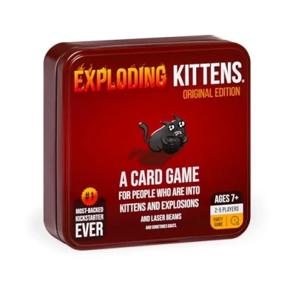 Imagen de Exploding Kittens Original Edition in a Collectible Tin Hilarious Card Game for Family Party Ages 7 and Up 56 Cards 2 5 Players 15 Minutes of Play