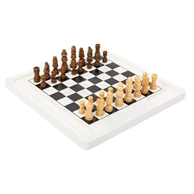 Imagen de 11395 Juego de Mesa ajedrez y Damas, Small Foot, Madera, Dos Juegos clásicos en 1, salón