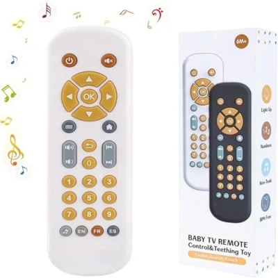Imagen de JoyJoyful Juguetes Musical Bebes 6 12 Meses, 3 Idiomas Mando TV Niños 1 Año con Español/Inglés/Francés, Juguete Aprender Hablar Niñas Niños, Regalo Bebe Canciones Sonidos Luces(Negro)