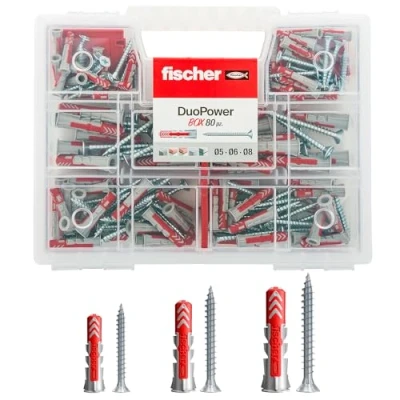 Imagen de fischer Kit Duopower Tacos universales con tornillo, ‎Transparente, 160 uds