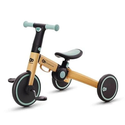 Imagen de Kinderkraft 4TRIKE Triciclo 3 en 1, Minibicicleta, sin Pedales, Bicicleta bebé, para niños, Minitriciclo de Equilibrio, Plegable, Asiento Ajustable, 12 meses 5 años, 25 kg, Amarillo y Azul