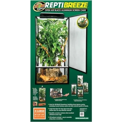Imagen de Zoo Med Repribreeze Caja de Aluminio Anticorrosión para Reptiles, Jaula Vidrio Dragones Barbudos, Iguanas y Lagartos, Fácil Limpieza, 30 x Cmc