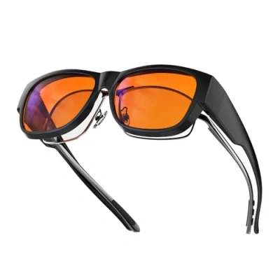 Imagen de Goiteia 100% naranja, gafas para juegos con filtro de luz azul, tinte ámbar, dormir mejor, fatiga visual y sensibilidad a la luz, ultraligeras