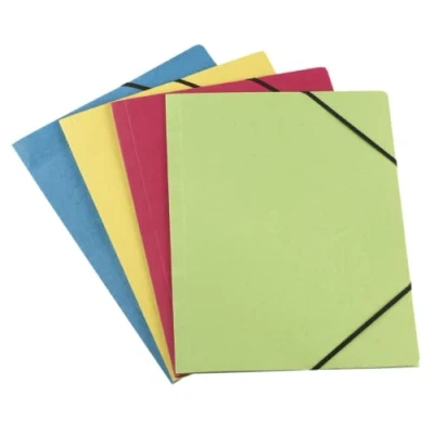 Imagen de Lote de 50 camisas 3 solapas neutra A4 con funda elástica reciclada, colores surtidos