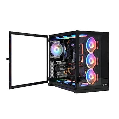 Imagen de Talius Caja Gaming PC Zeus/Cronos Black. Ventana Cristal Templado Frontal y Puerta Lateral. Estructura Modular Doble Cámara. USB 3.0
