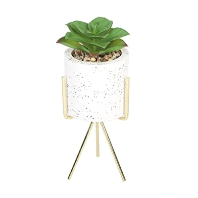 Imagen de Sleepdown Halo Verde Artificial Planta suculenta moteada Maceta Soporte para hogar Oficina baño decoración Interior estética