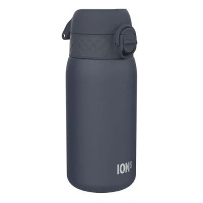 Imagen de Ion8 Botella Agua Acero Inoxidable para Niños, 400ml, a Prueba de Fugas, Fácil Abrir, Cerradura Segura, Aptas Lavavajillas, Asa Transporte, Limpiar, Ceniza Azul Marino