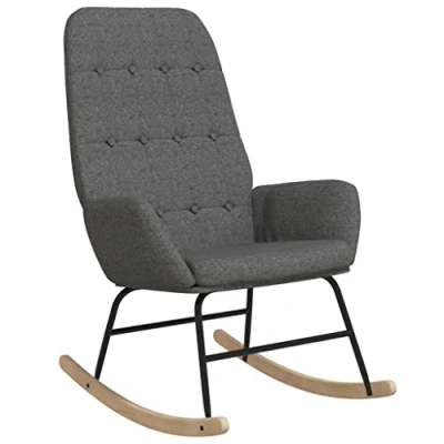 Imagen de vidaXL Silla Mecedora Balancín Reclinable Asiento Butaca Sillón Acolchada Salón Sala de Estar Relajación Muebles Mobiliario Tela Gris Claro