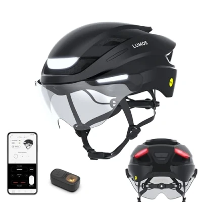 Imagen de Lumos Ultra E Bike Casco inteligente Certificado NTA 8667 Luces LED delanteras y traseras Protector facial retráctil Controlado por aplicación Bicicleta eléctrica, scooter, ciclismo,