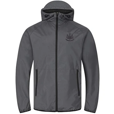 Imagen de Newcastle United FC Chaqueta Cortavientos Oficial para Hombre Media Cremallera Impermeable Gris Capucha L