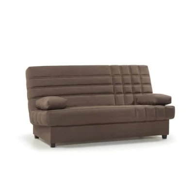 Imagen de SHIITO Sofá Cama 3 Plazas con Arcón Modelo Trevor Apertura Clic Clac 100x193x100 cm 2 Cojines Incluidos Color Marrón Chocolate Comodidad Estilo