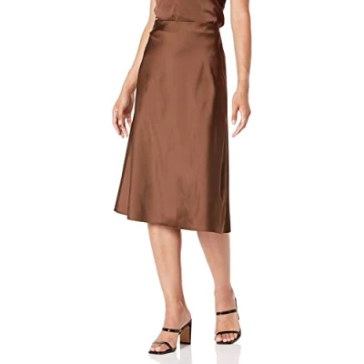 Imagen de The Drop Damen Maya Falda con efecto seda, Grano de café, 3XL Grande