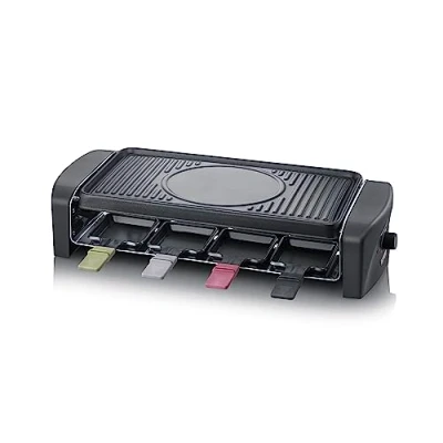 Imagen de SEVERIN Raclette Grill, con Placa de Asar Antiadherente, Plancha Grill Acanalada, Superficie Asado 42 x 21 cm, Potencia 1.400 W, Termostato Variable y Luz Piloto, Color Negro. RG 9646