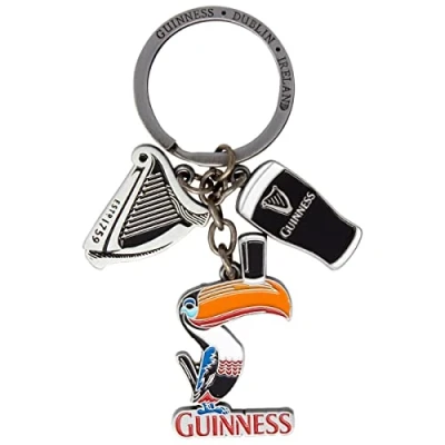 Imagen de Oficial Guinness Multi Charm Llavero con Pinta, Arpa y Tucán Amuletos