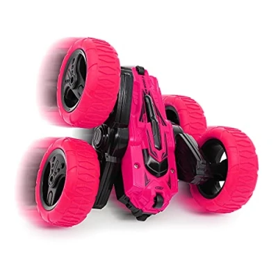 Imagen de CMJ RC Cars 360 Spin Attack Stunt Car Electric Racing Car, Double Sided Rolling Rotation 4WD High Speed Off Road Toy (Pink)