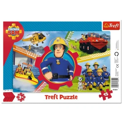 Imagen de Trefl Un día, Sam el Bombero, de 15 Piezas, para niños a Partir 3 años Puzzle, Color (31351)