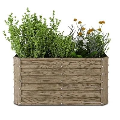 Imagen de blumfeldt Jardineras Exterior Grandes Arriate Elevado 432L en Acero Galvanizado, Resistente a la Intemperie, Diseño Ergonómico con Base Abierta para Flores, Hierbas &amp; Verduras